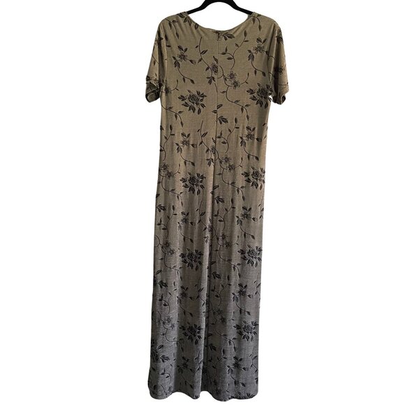 Vintage 1980’s Notations Clothing Floral Jacquard Short Sleeve Maxi Dress Size L - Picture 2 of 11